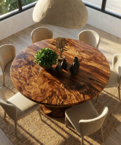 Alternative view of Contemporary Round Dining Table With Twisted Base For Dining Room