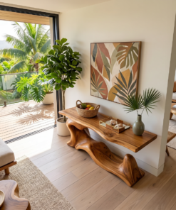 Alternative view of Rustic Live Edge Desk Entryway Design