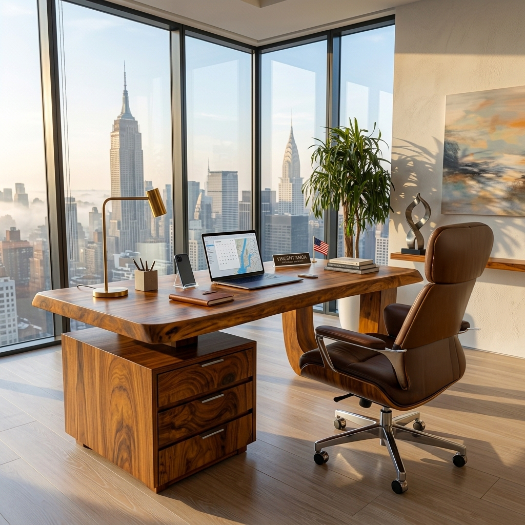 Minimalist Wooden Desk With Drawers For Home Workspace - Image 2