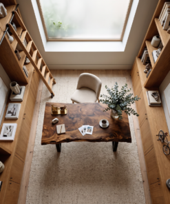 Alternative view of Modern Live Edge Wooden Desk With Metal Legs For Home Office Or Studio