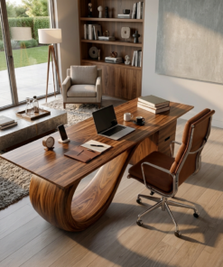 Alternative view of Modern Wooden Desk With Curved Base For Office