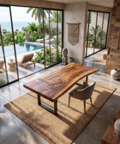 Alternative view of Mid Century Rustic Wooden Live Edge Desk For Home Office