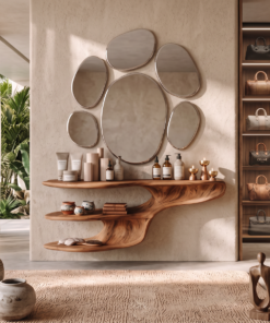 Alternative view of Rustic Solid Wood Vanity For Bedroom Makeup Organization