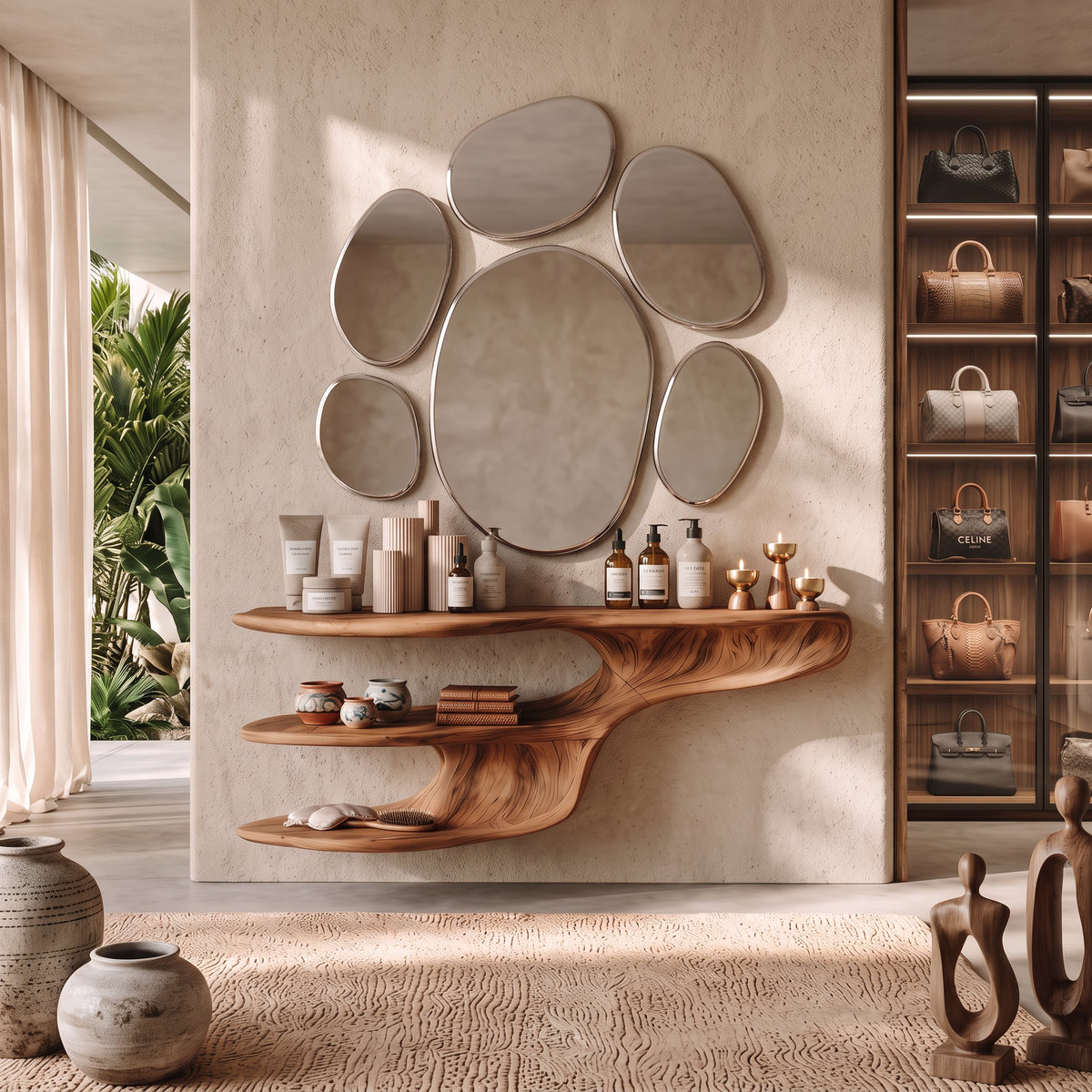 Rustic Solid Wood Vanity For Bedroom Makeup Organization - Image 2