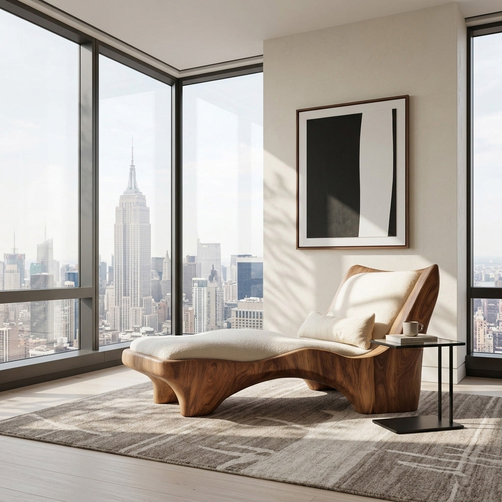 Modern Chaise Lounge With Curved Base For Living Room - Image 2