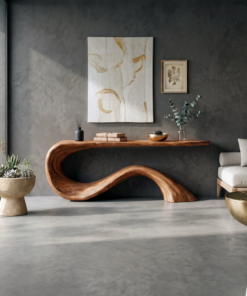 Alternative view of Modern Live Edge Entryway Table Organic Solid Wood For Home Decor