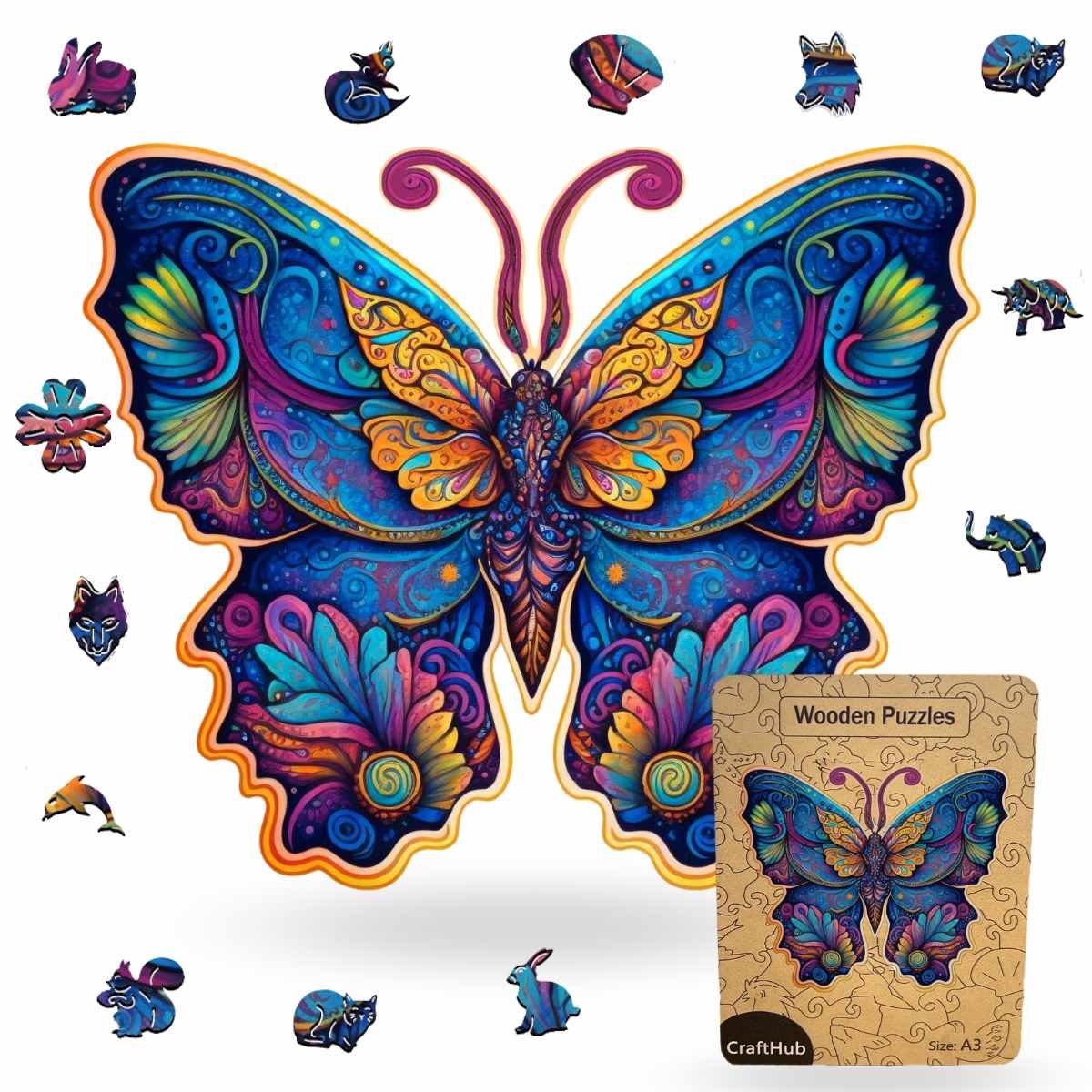 Galaxy Butterfly Wooden Jigsaw Puzzle – Unique Shaped Pieces for Adults - Image 4