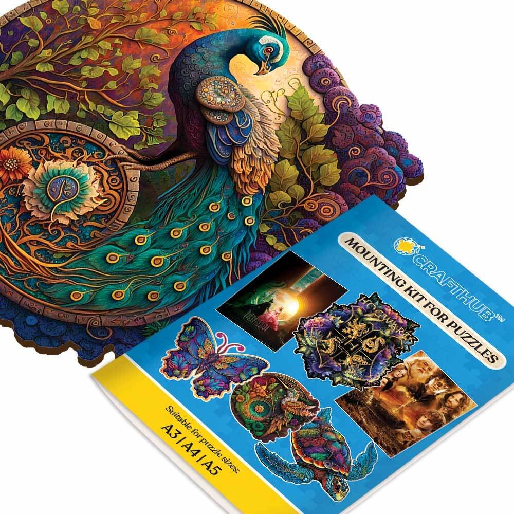 Peacock Yin Yang Wooden Jigsaw Puzzle – Unique Shaped Pieces for Adults - Image 6