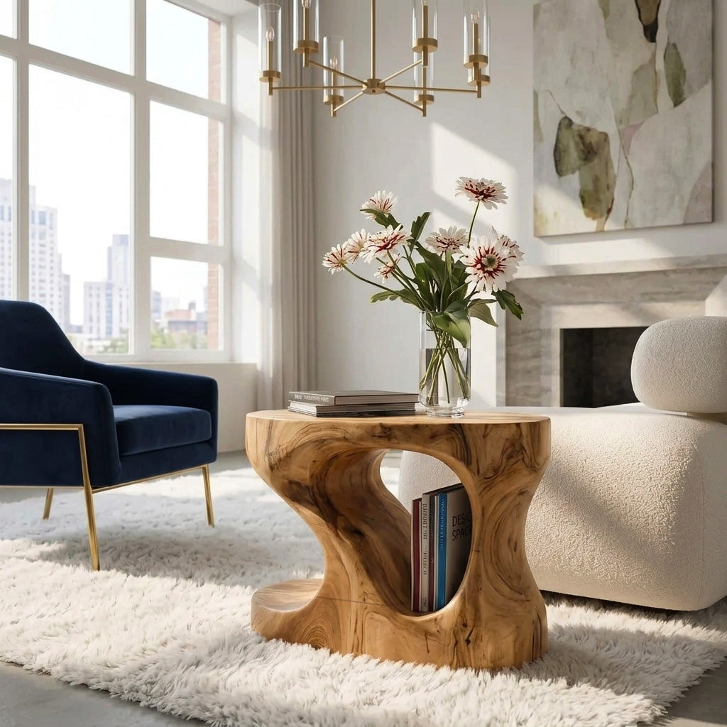 Modern Organic Side Table For Living Room Or Bedroom - Image 3
