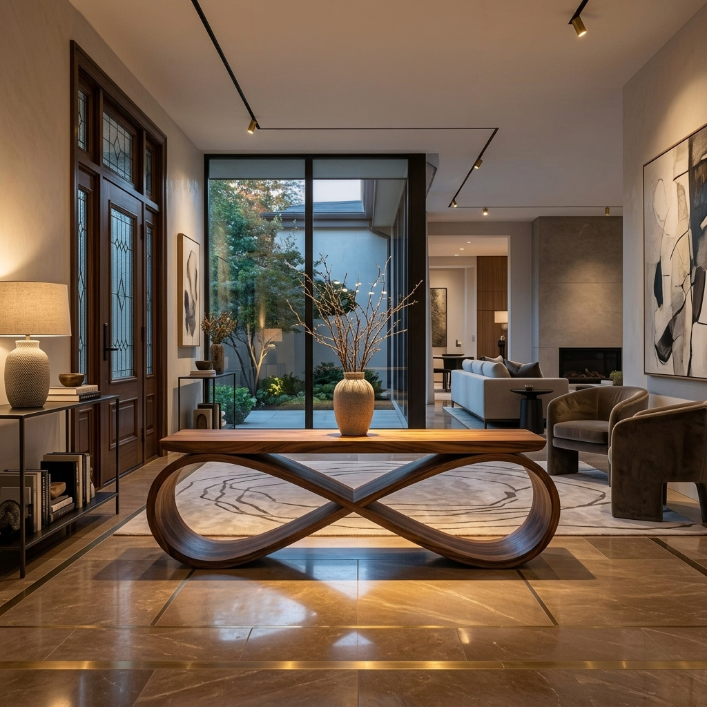 Infinity Loop Sculptural Bench For Entryway Or Living Room - Image 2
