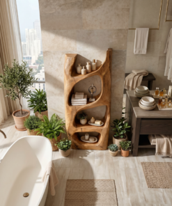 Alternative view of Handcrafted Sculptural Bathroom Shelf For Towels Or Spa Storage
