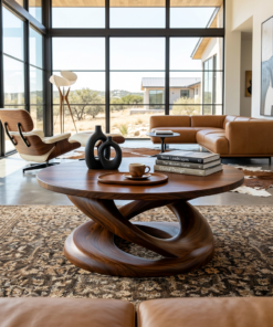 Alternative view of Round Coffee Table With Twisted Pedestal For Luxury Living Room