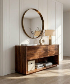 Alternative view of Minimal Wood Console Table With Multi Drawer For Entry Space