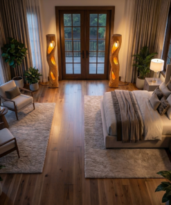 Alternative view of Rustic Sculptural Wooden Floor Lamp For Home Decor