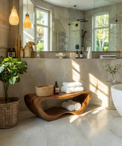 Alternative view of Minimalist Organic Shower Bench For Bathroom Or Spa