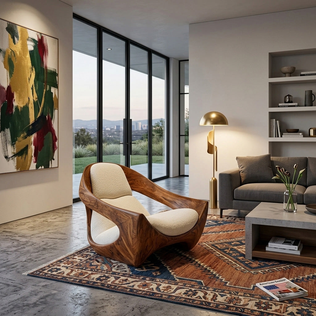 Artistic Natural Wood Chair For Contemporary Living Room - Image 3