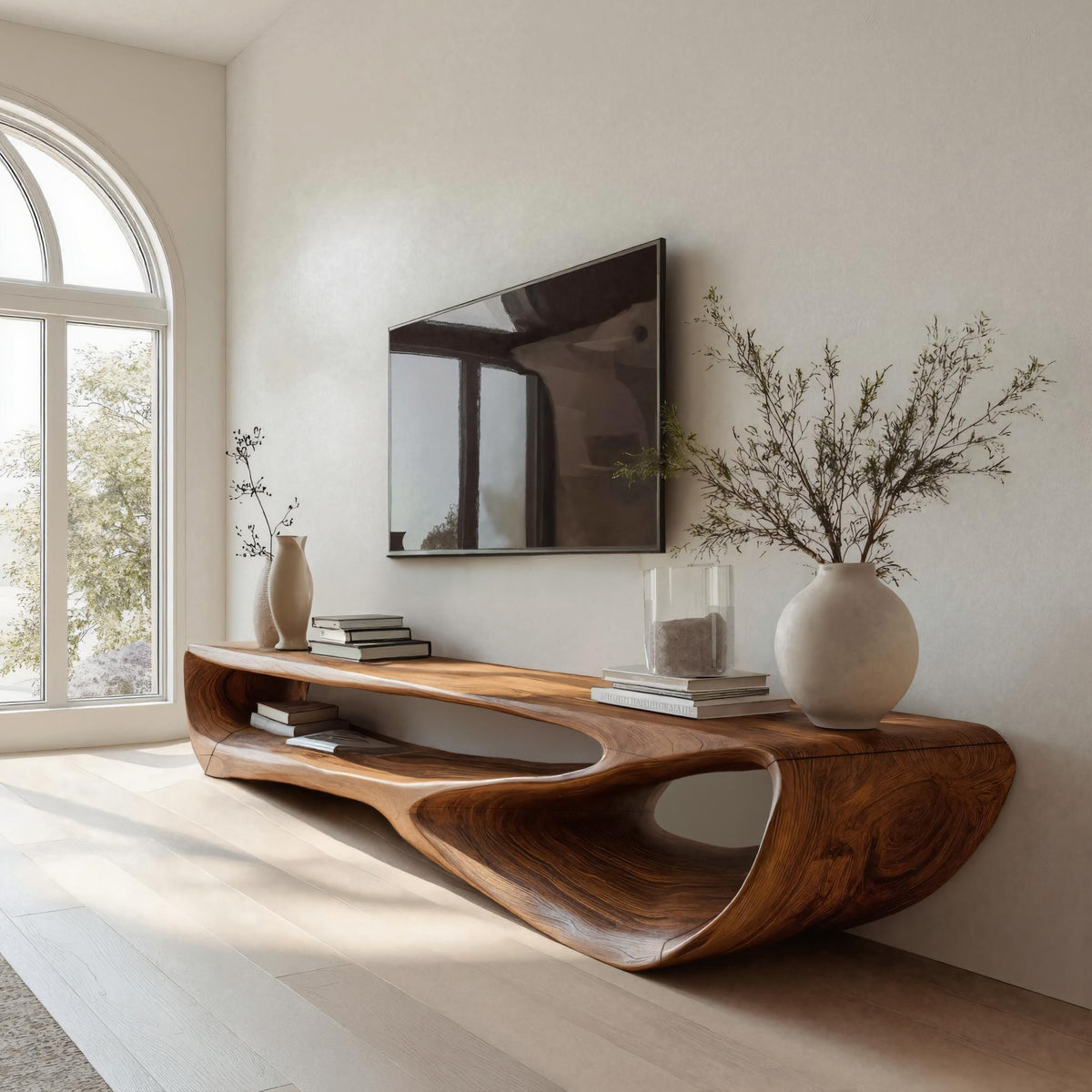 Minimal Curved TV Console For Living Room - Image 3