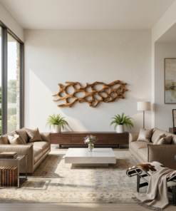 Alternative view of Organic Wall Art Sculpture With Abstract Carving For Living Room
