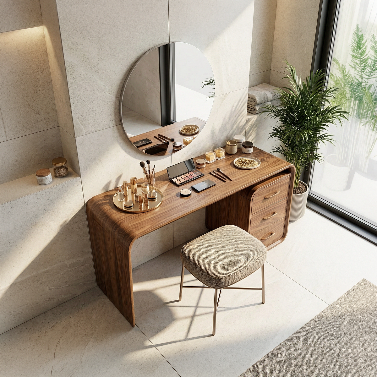 Japandi Vanity Table Walk In Closet Makeup Area Dressing Space - Image 3