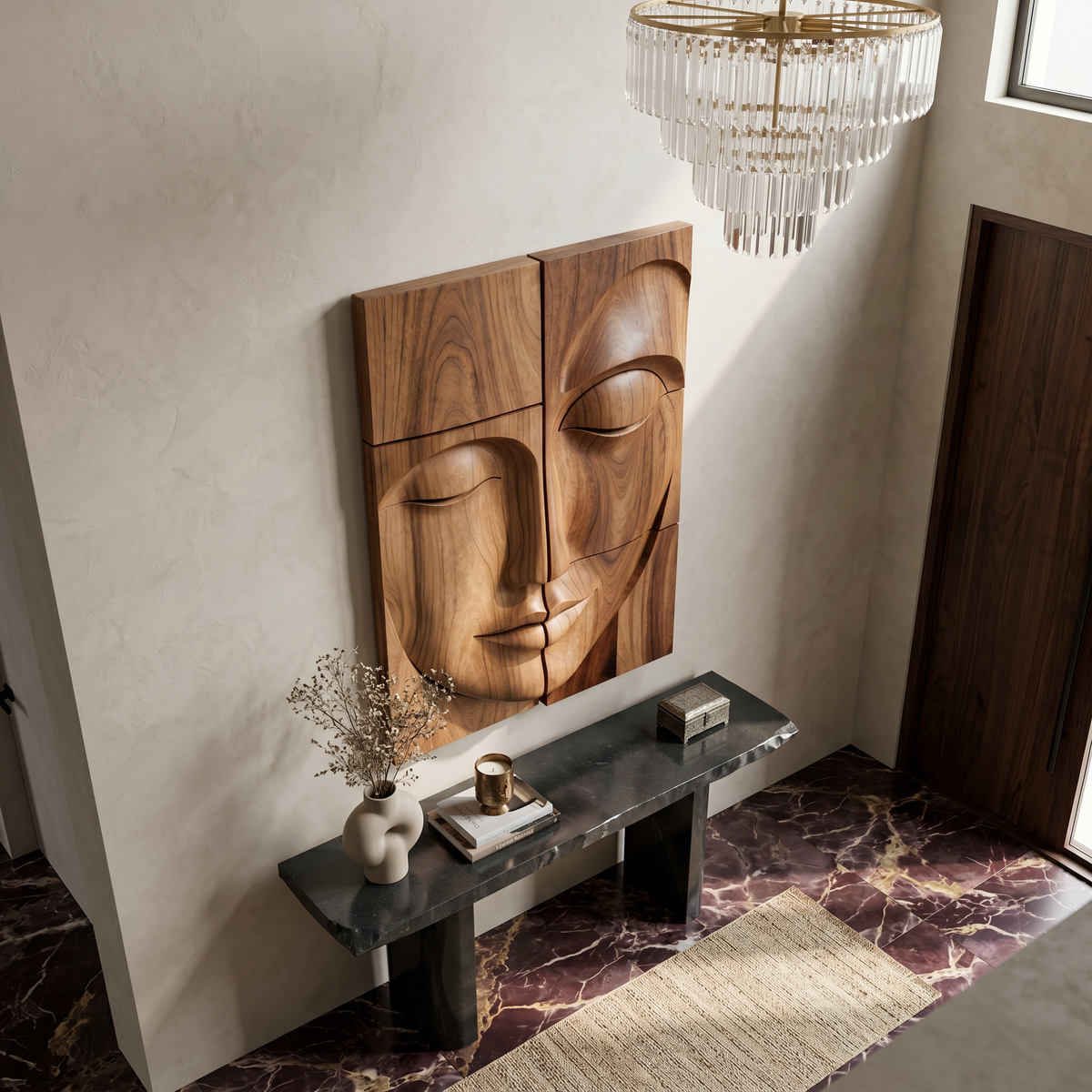 Modern Buddha Face Wall Art Living Room Entryway - Image 3