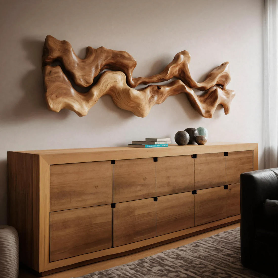 Organic Carved Wall Art Sculpture For Living Room - Image 2