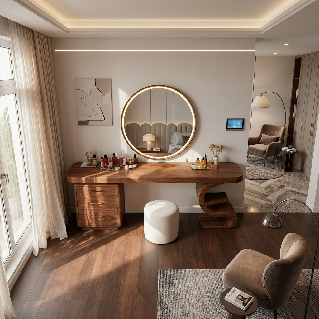 Modern Sculptural Vanity Table For Dressing Area - Image 3