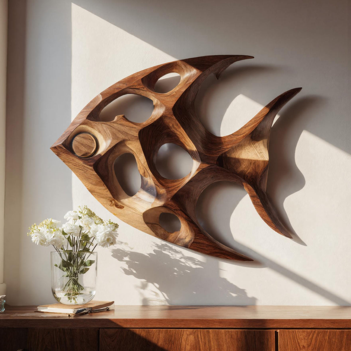 Artistic Sculptural Wall Art Fish-Inspired For Living Room - Image 3