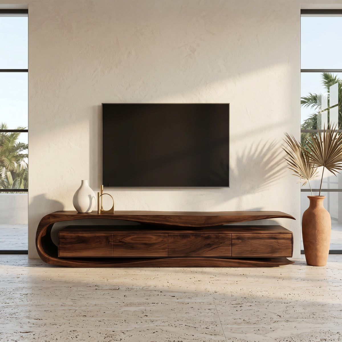 Modern Organic TV Console For Living Room Interior - Image 2