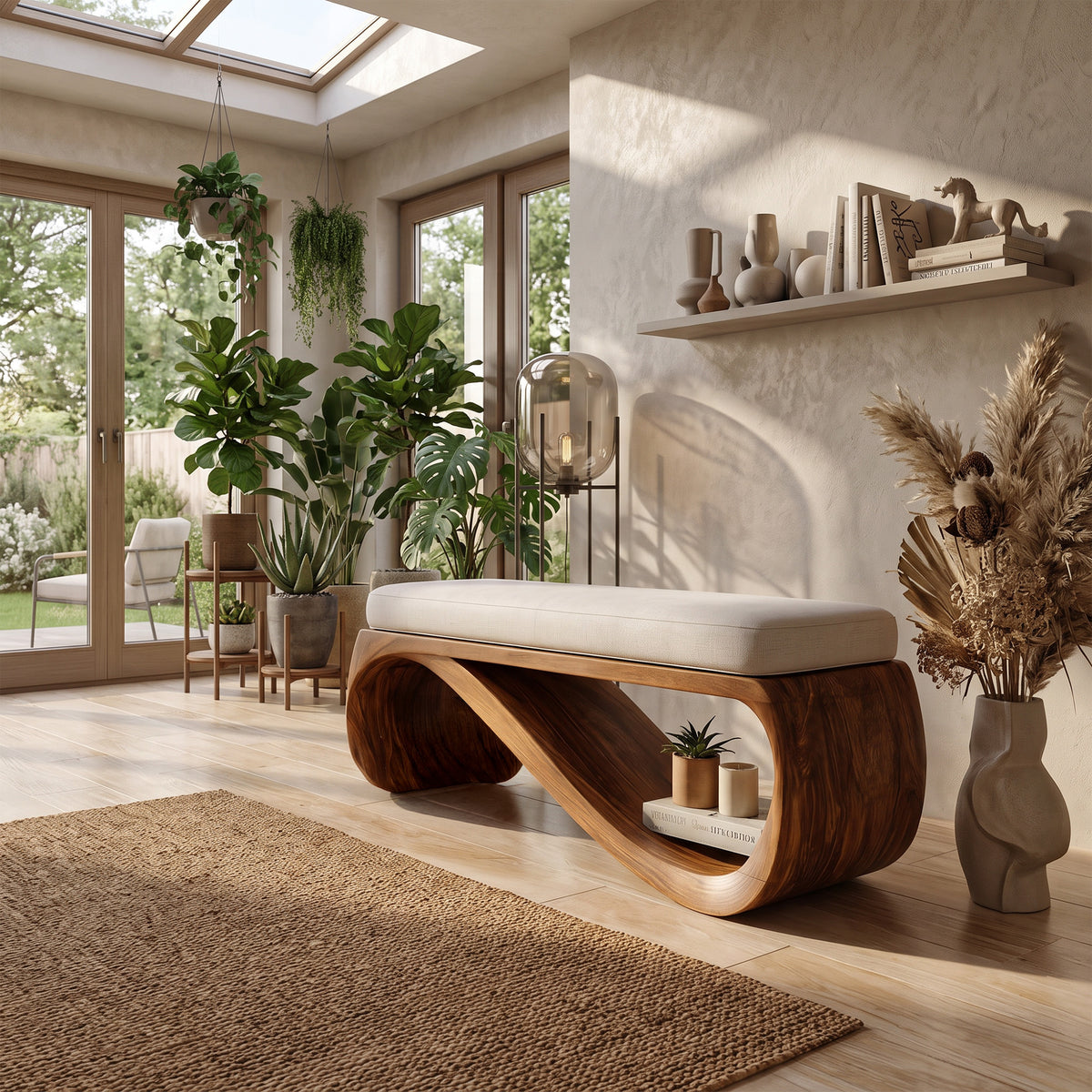 Mid Century Wooden Bench For End-of-Bed Placement - Image 3