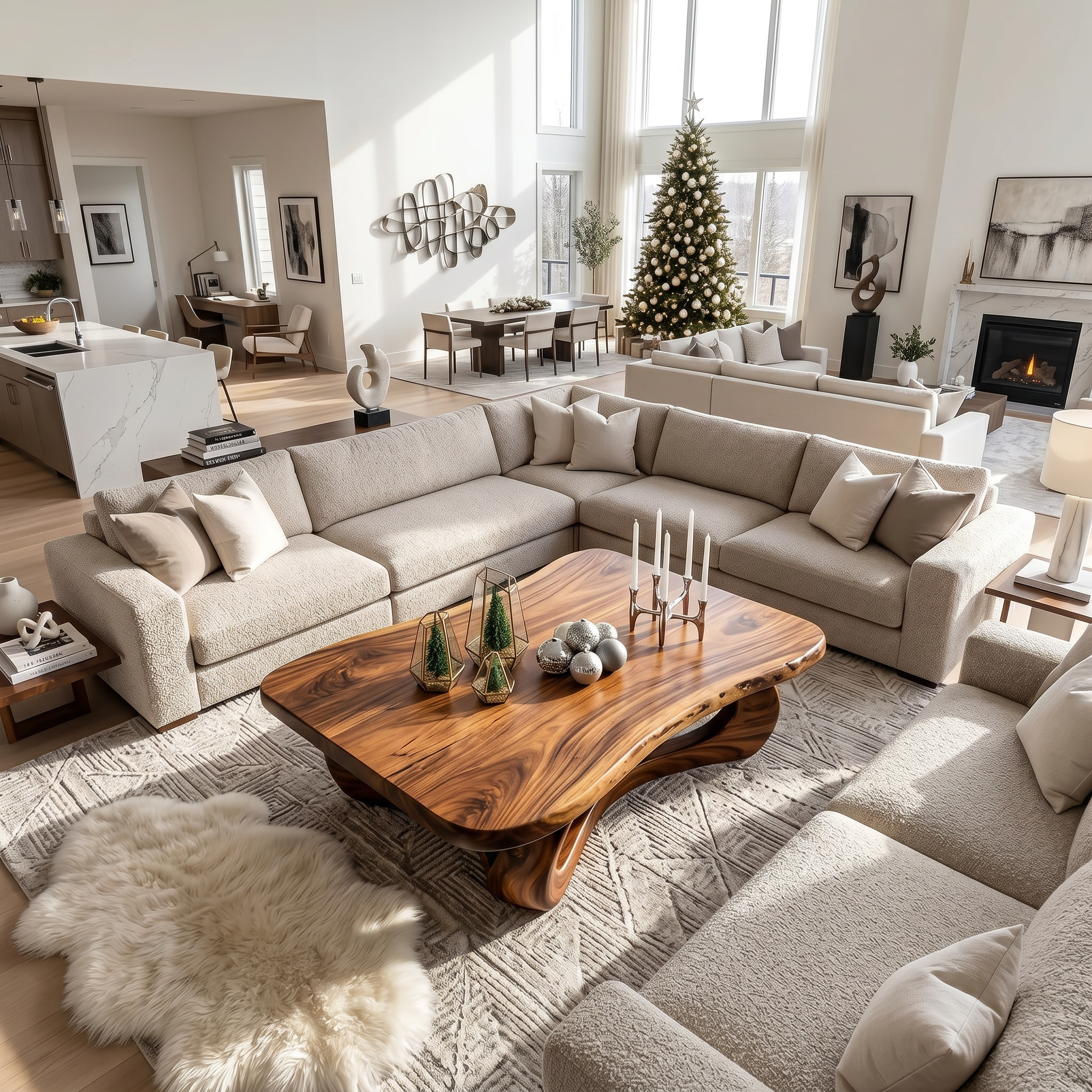 Rustic Wooden Live Edge Coffee Table For Holiday Home Furniture - Image 3