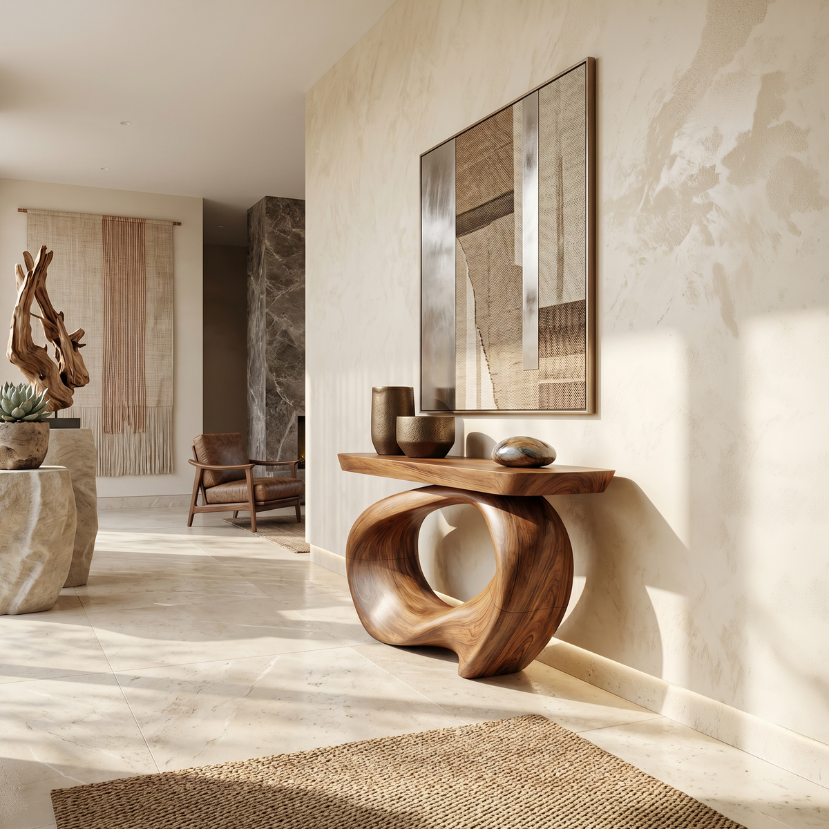 Rustic Live Edge Console Table Entryway Design - Image 3