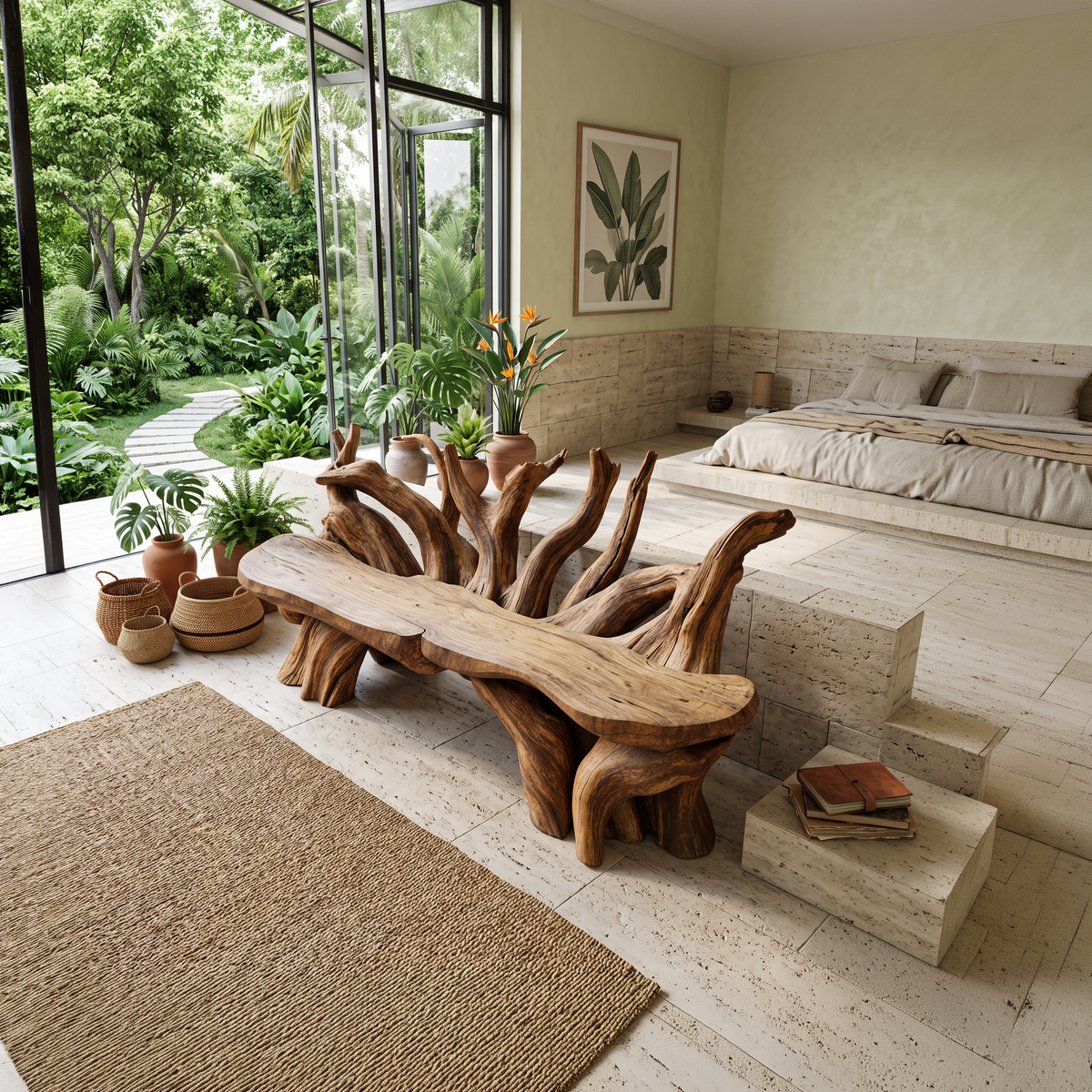 Mid Century Wooden Bench Outdoor Decor For Sleek Exteriors - Image 3