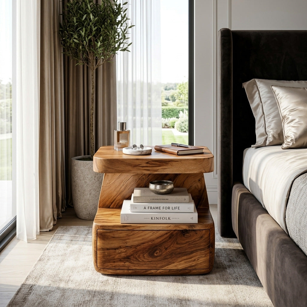 Modern Nightstand With Drawer For Bedroom - Image 3