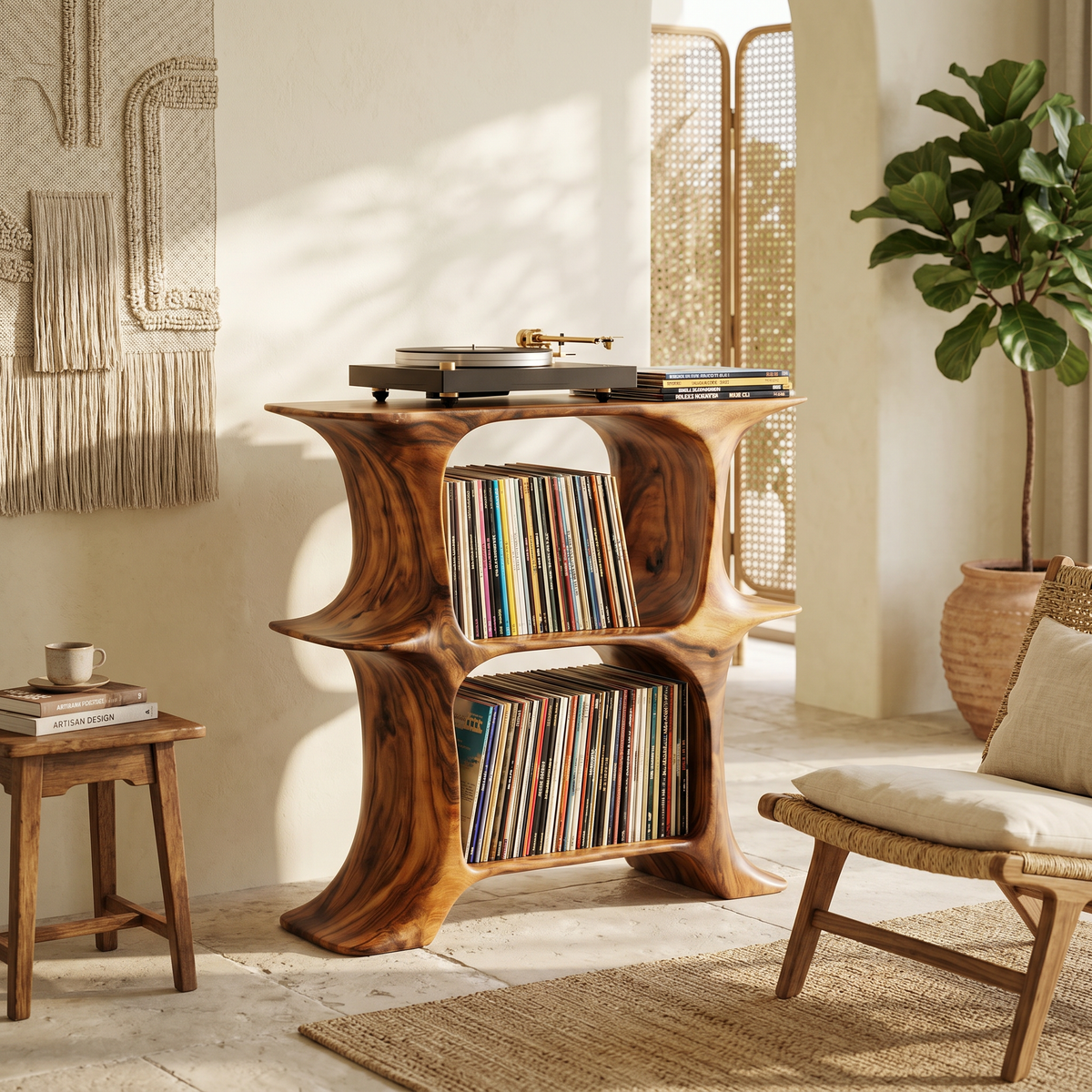 Rustic Record Stand Vintage Living Room Vibe - Image 3