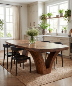 Alternative view of Modern Wooden Dining Table With Unique Base For Kitchen