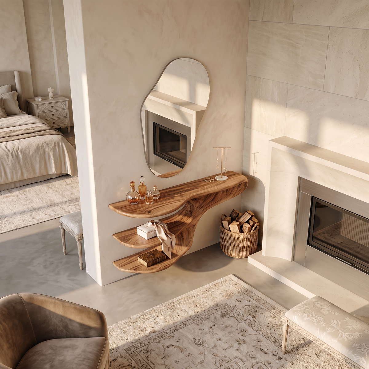 Rustic Solid Wood Vanity For Bedroom Makeup Organization - Image 3