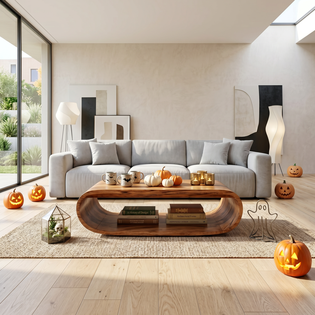 Mid Century Wooden Live Edge Coffee Table For Living Room Halloween Decor - Image 3