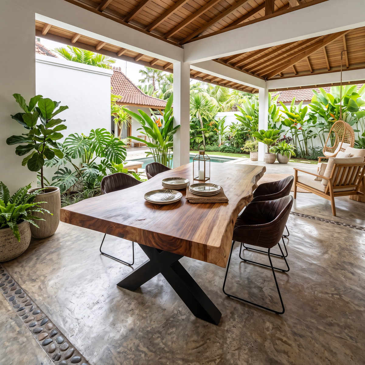 Kitchen Decor Handcrafted Live Edge Dining Table Premium - Image 3