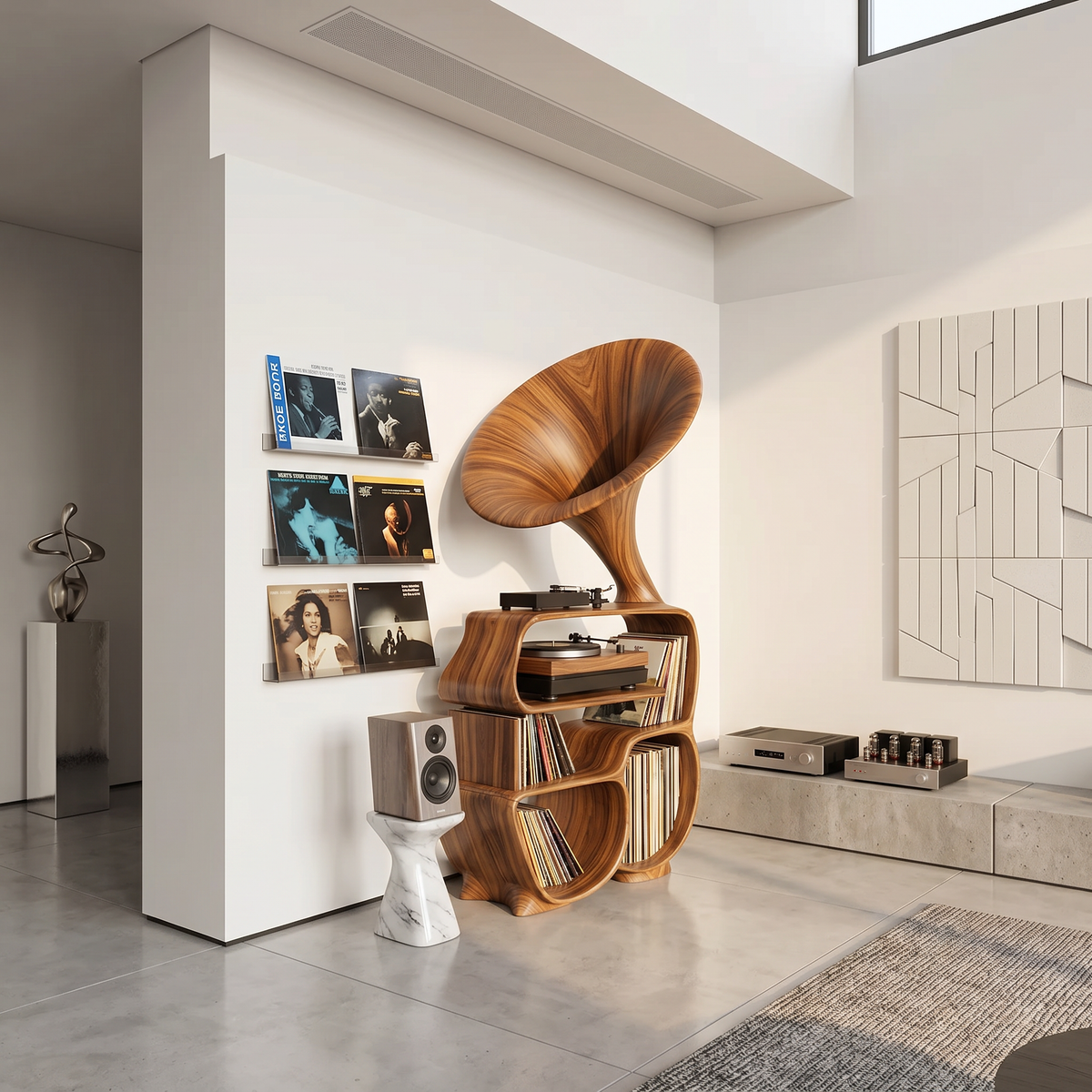 Mid Century Record Player Stand For Bedroom Decor - Image 3
