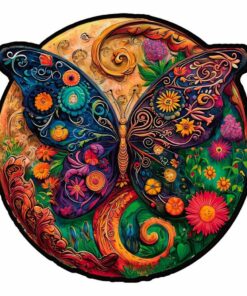 Autumn Butterfly Wooden Jigsaw Puzzle – Unique Shaped Pieces for Adults