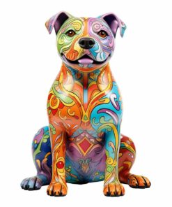Staffordshire Bull Terrier Dog Staffy Wooden Jigsaw Puzzle – Unique Shaped Pieces for Adults