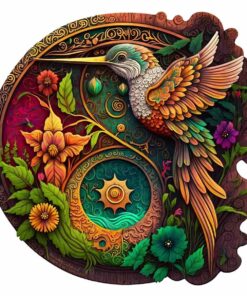 Nectar Quest Hummingbird Wooden Jigsaw Puzzle – Unique Shaped Pieces for Adults
