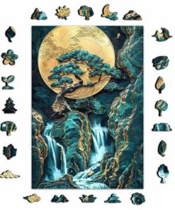 Alternative view of Golden Tree Harmony Wooden Jigsaw Puzzle – Unique Shaped Pieces for Adults
