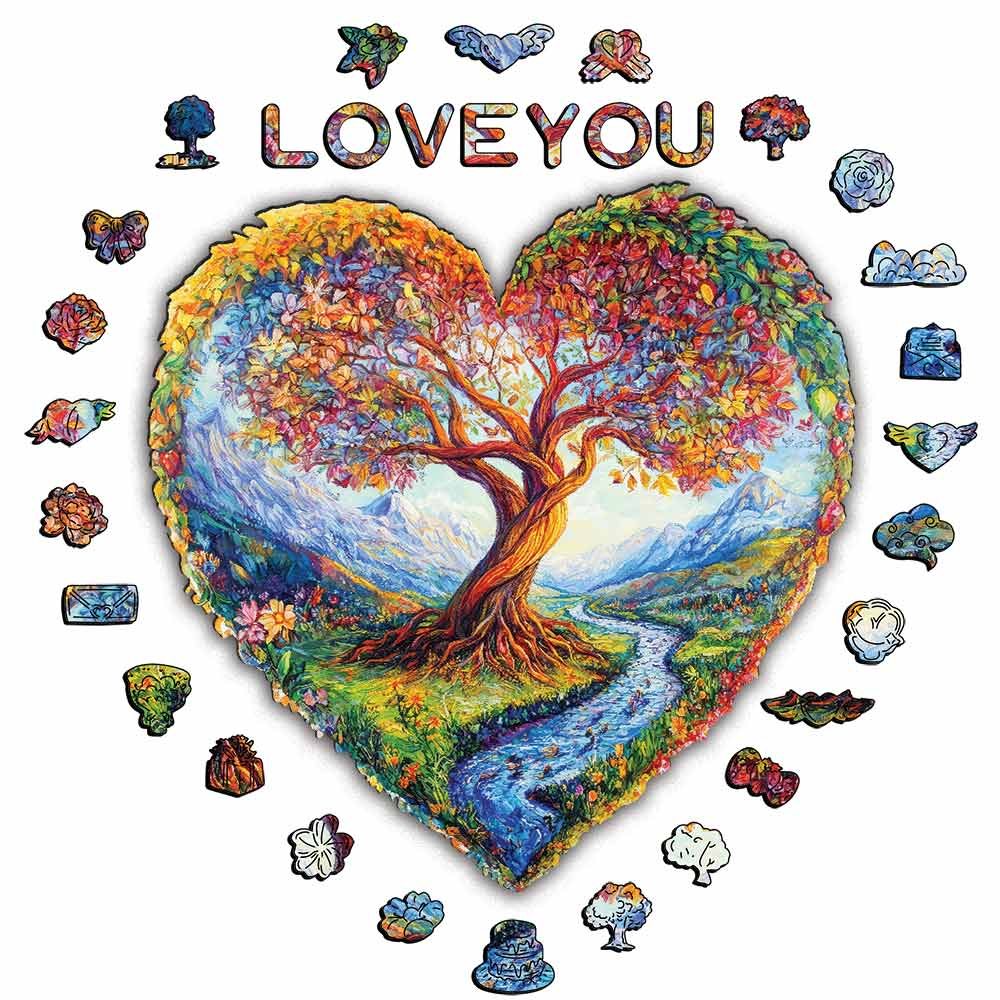 Tree of Love Wooden Jigsaw Puzzle – Unique Shaped Pieces for Adults - Image 3