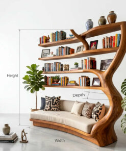 Alternative view of Authentic Hand-Carved Solid Wood Tree Bookshelf Daybed