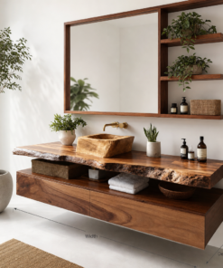 Alternative view of Handcrafted Solid Wood Bathroom Vanity With Storage And Rustic Design