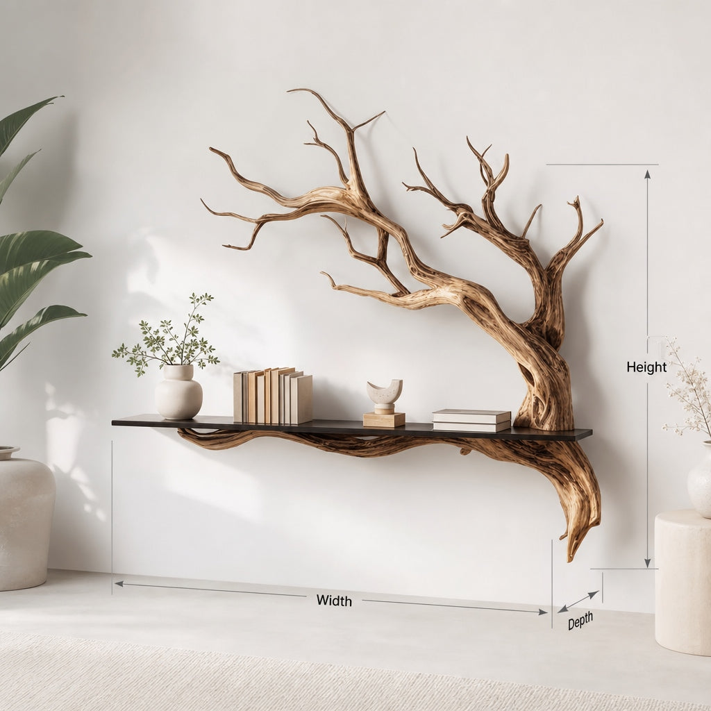 Handcrafted Wooden Tree Wall Shelf - Image 2