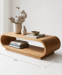 Alternative view of Modern Curved Wood Coffee Table