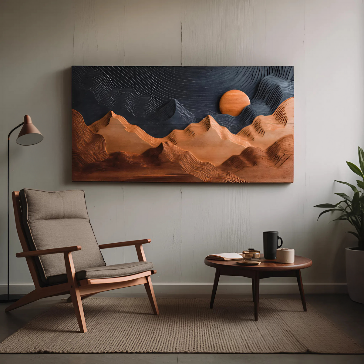 Sunrise Over Mountain Wall Sculpture For Home Decor - Image 3