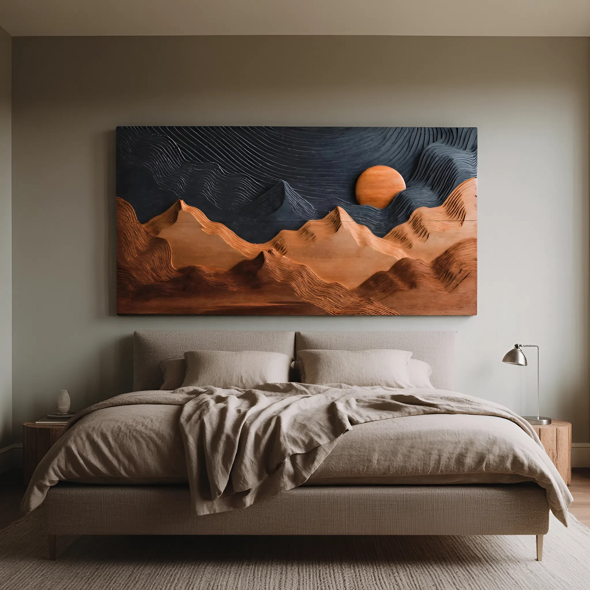 Sunrise Over Mountain Wall Sculpture For Home Decor - Image 4